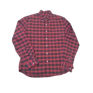 J. Crew Mercantile Flex Mens Button Down Shirt Size L Red Green Plaid E9